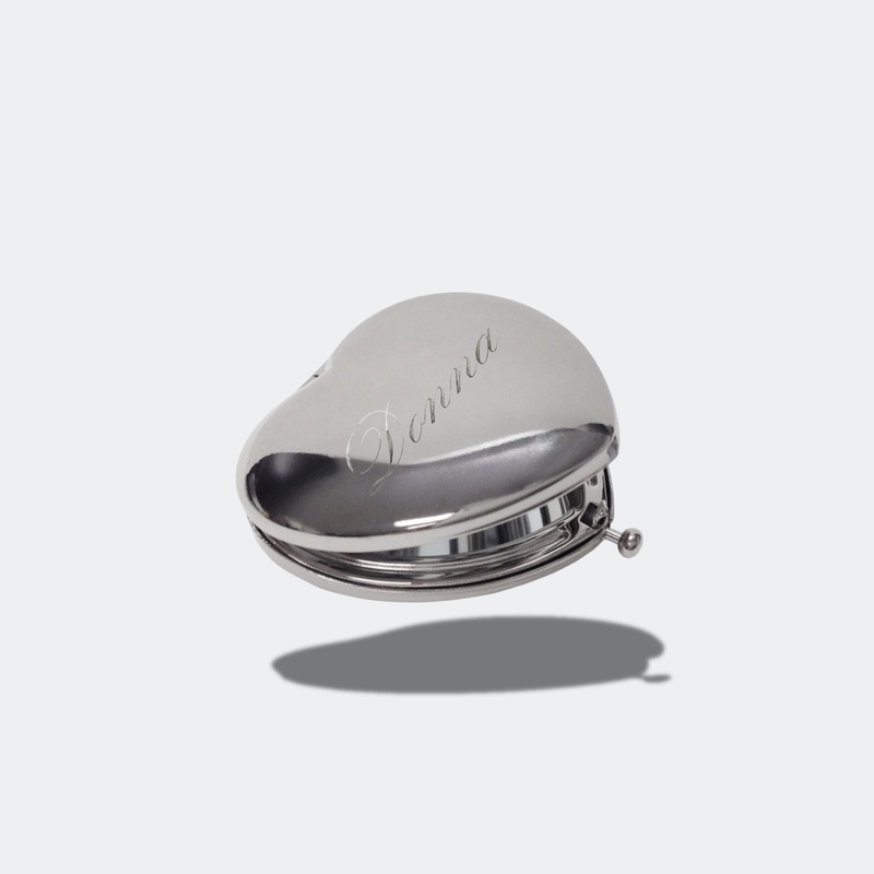 PERSONALIZED – AJ259 HEART SHAPE COMPACT MIRROR