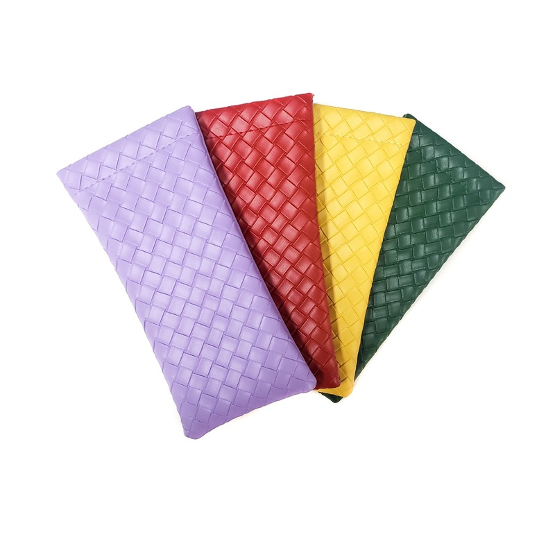 Pack of 12: Soft Leather Plaid Texture Pouches for Readers