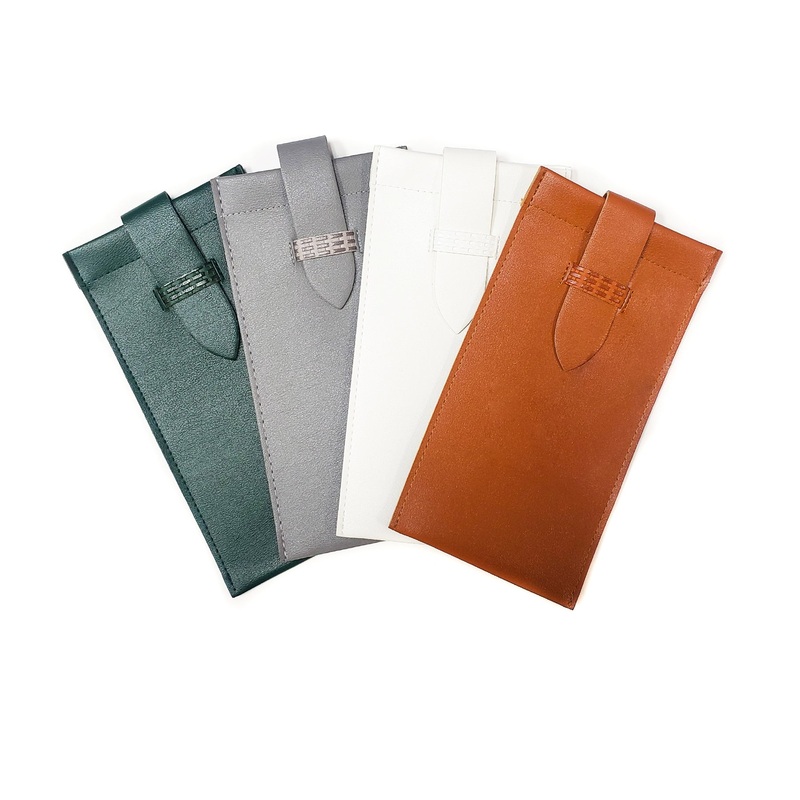 Pack of 12: Soft Leather Pouches With Closure for All Eyewear
