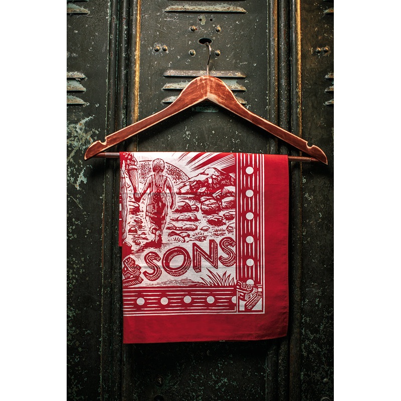 Woodcut Bandana Red