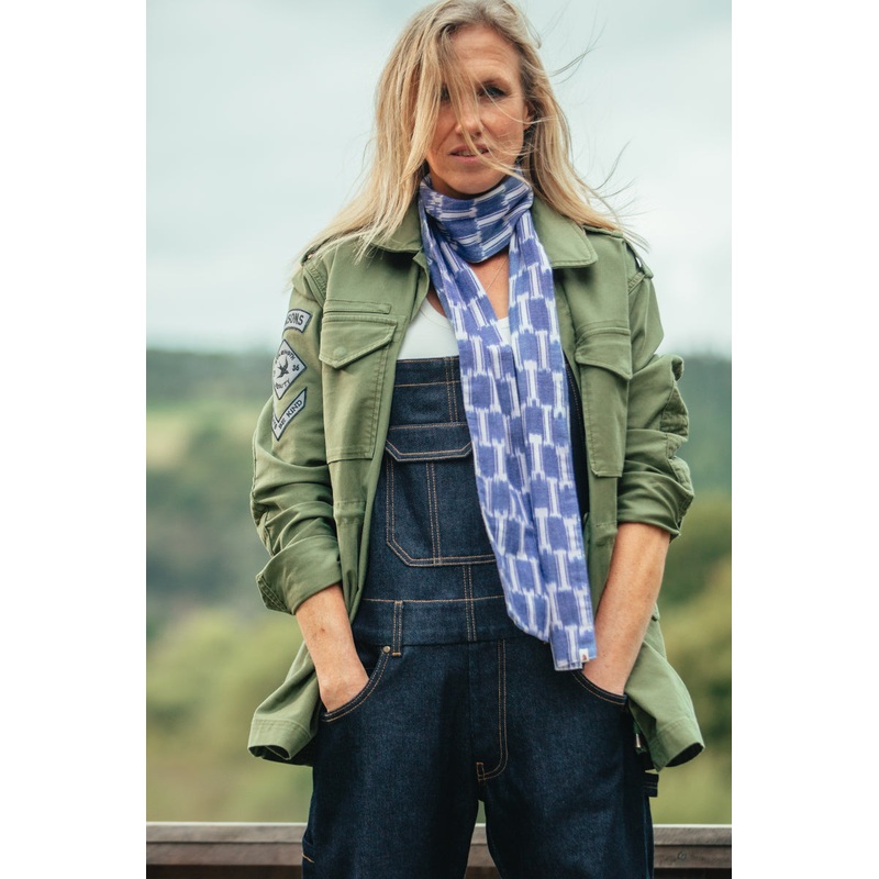 Damsons Block Scarf Light Blue