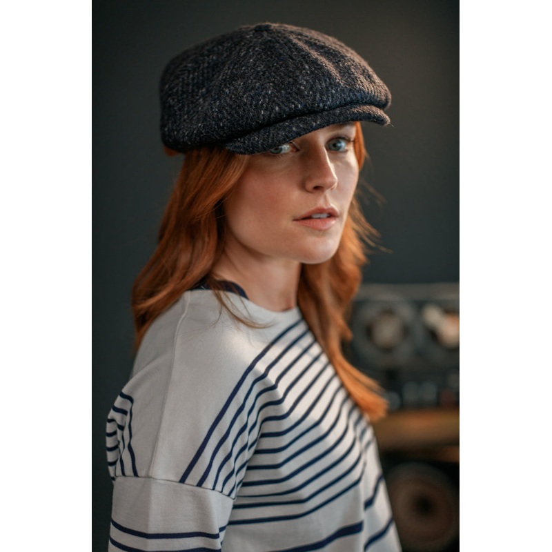 Damsons Tweed Bakerball Cap Black